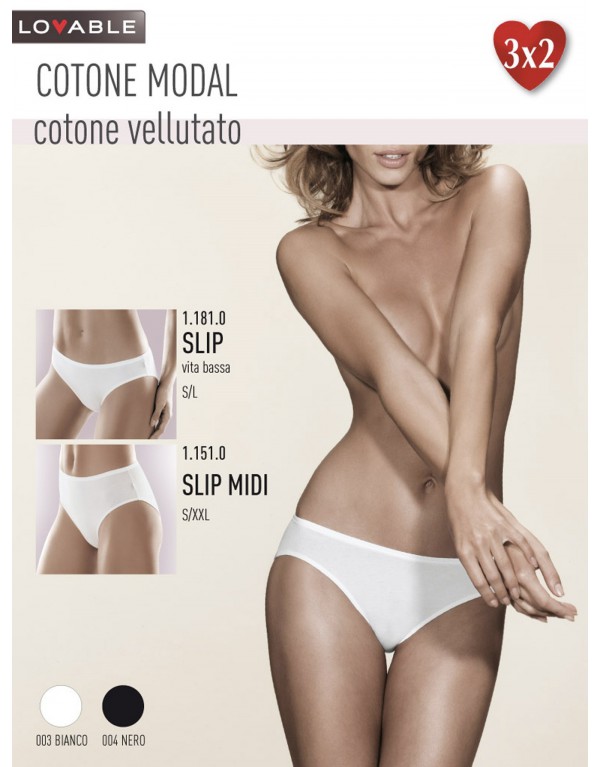 3x2 Slip vita bassa Lovable L0CVQ Cotone Vellutato